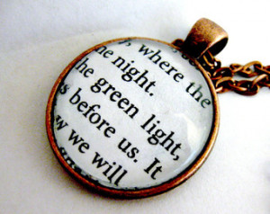 The Great Gatsby Quotes Book Page Necklace Green Light Orgastic Future ...