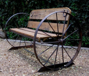 Wagon Wheel Garden Bench