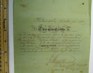 1841 Marriage Certificate - Nazaret h Methodist Episcopal Church ...
