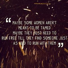 Maybe some women aren't meant to be tamed. Maybe they just need to run ...