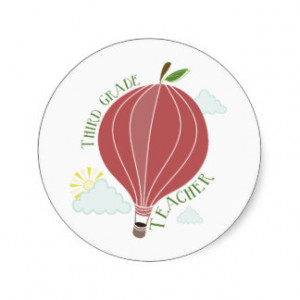 Third Grade Teacher Hot Air Balloon Apple Stickers