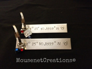 Personalized GPS Coordinates or quote Keychain - Unique matching gift ...