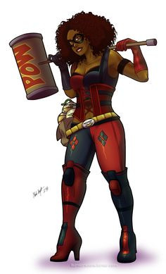 African American Harley Quinn (finished), original artwork More