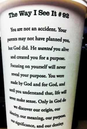 Starbucks quotes Rick Warren.