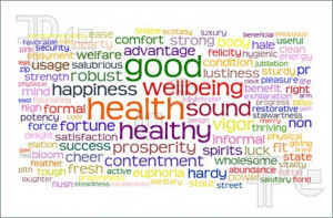 Picture of good health and wellbeing tag or word cloud