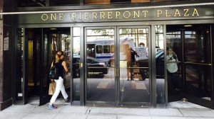 Outside the offices of Hillary Clinton's campaign headquarters.