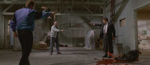 Mr. White (Keitel) in a scene from Reservoir Dogs