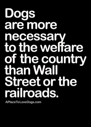 Dogs are more necessary to the welfare of the country than Wall Street ...