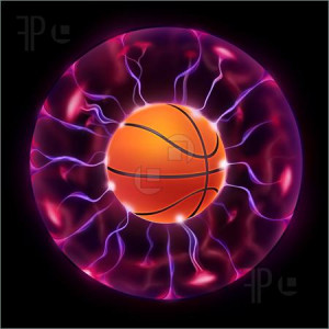 Magic Basketball Ball Isolated on Black Background. Computer Graphics ...