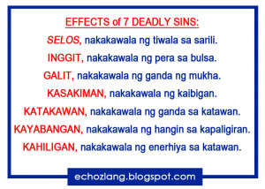 Effects of 7 Deadly Sins - Tagalog Love Quotes Collection
