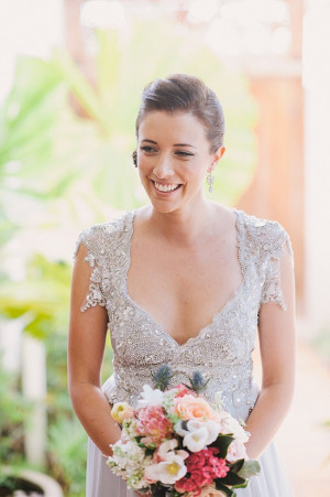 Beautiful silver wedding dress by Anna Campbell