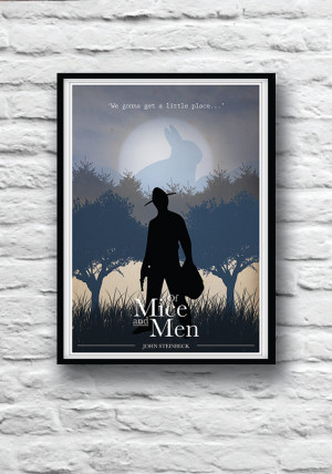 ... Mice And Men Book Cover Black And White Quote poster, of mice and men