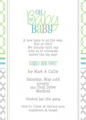 Gender neutral baby shower invitation with heart, modern fun patterns ...