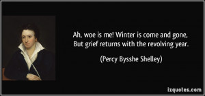 ... , But grief returns with the revolving year. - Percy Bysshe Shelley