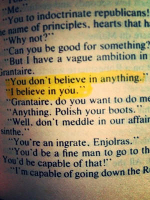... this image include: believe, quote, love, les miserables and grantaire