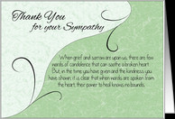 Thank You Sympathy Card - Pastel Green with Vintage Scrolls card ...