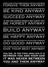 Mother Teresa Quote Poster * DO IT ANYWAY Inspirational Motivational ...