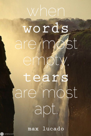 When words are most empty, tears are most apt.