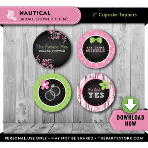 Chalkboard Themed Bridal Shower Cupcake Toppers