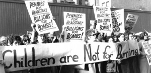 Women demonstrators protesting the Vietnam War line the street in New ...
