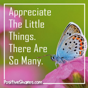 Appreciate the little things. There are so many.
