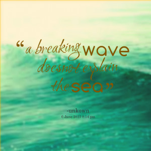 Quotes Picture: a breaking wave does not explain the sea