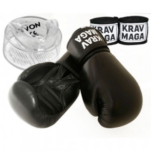 Krav Maga Boxing gloves with hand wraps and gumshield