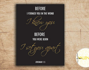 Nursery Bible verse poster, Jeremia h 1:5, Wall Art Poster for framing ...