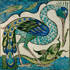 Image: Walter Crane - Tile Design of Heron and Fish