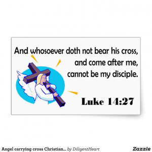 Angel carrying cross Christian design Stickers