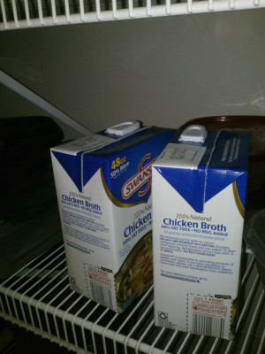 Lots of chicken broth for all the soup I want to eat.
