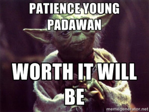 Yoda - Patience young padawan Worth it will be