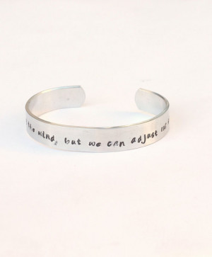 Inspirational Quote Jewelry Nautical Bracelet Hand Stamped Metal Cuff ...
