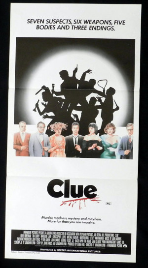Movie poster - CLUE, Eileen Brennan, Tim Curry, VINTAGE, Daybill Movie ...