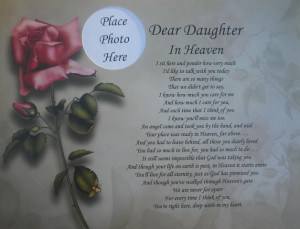 DEAR DAUGHTER IN HEAVEN POEM MEMORIAL VERSE IN LOVING MEMORY GIFT