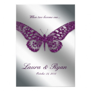Butterfly Wedding Invite Sparkle Purple Silver | Zazzle.co.uk