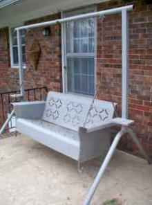 metal porch swing...add a little softness to the detailed swing and ...