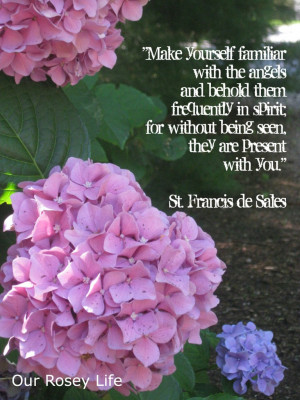 Angels quote with hydrangeas