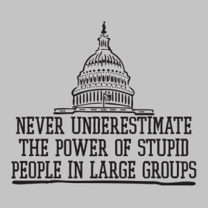 ... UNDERESTIMATE THE POWER OF STUPID PEOPLE IN LARGE GROUPS FUNNY T-SHIRT