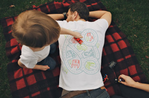 ... car track tees are awesome: Dad gets a massage while the kids play