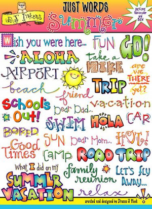 ... Summer Words' clip art download is sizzling with fun summer sayings