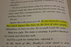 one especially thought provoking line from the book)