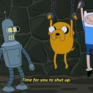 Bender Needs Jake & Finn To Shut Up On Futurama Adventure Time Gif