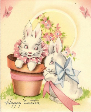 ... Vintage Easter, Easter Bunnies, Flower Pots, Happy Easter, Vintage
