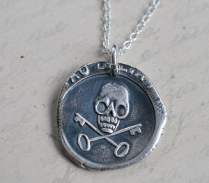 skull and crossed keys wax seal necklace wax by suegrayjewelry, $66.00
