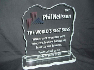 Glass Signs World's Best Boss Sans Soucie