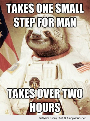 one small step over two hours sloth space man astronaut happy animal ...