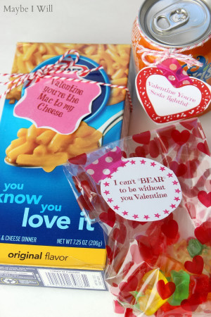 Mac N' Cheese, Soda, and Gummy Bears Printable Valentines