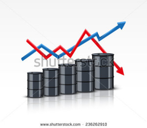 Oil barrel on the background graphics prices. The rise in price and ...