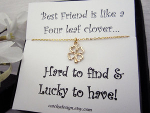 Best Friend Gift,Best Friend,4 Leaf Clover Necklace With Card,Gold ...